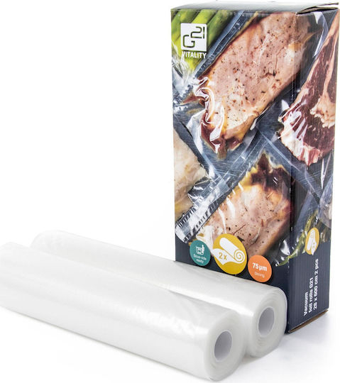 G21 Λείες Σακούλες για Συσκευές Vacuum 280mm x 6m 2τμχ