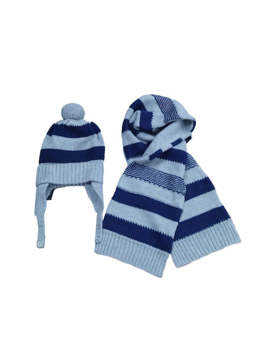 Mayoral Kids Beanie Set with Scarf Knitted Blue