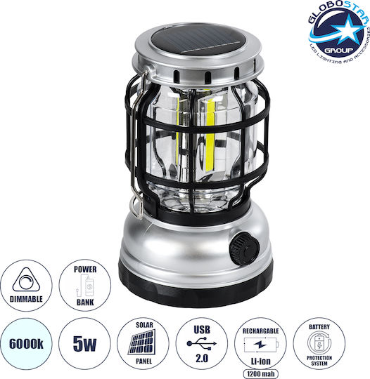 GloboStar Lanternă LED Solară Pentru Camping Waterproof Cu Lanternă 100lm 5W