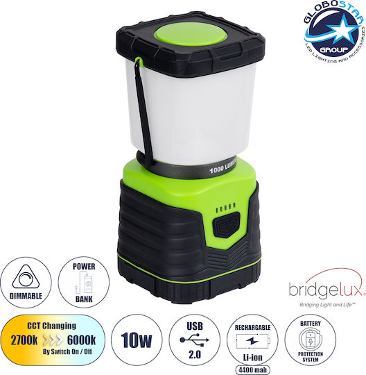 GloboStar Rechargeable Led Lantern for Camping Waterproof with Flashlight 1000lm 10W
