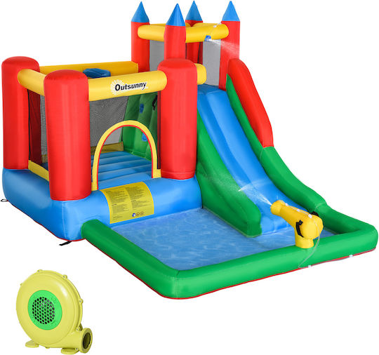 Outsunny Φουσκωτό Fun Castle Κάστρο με Τραμπολίνο & Τσουλήθρα για 3-8 Ετών