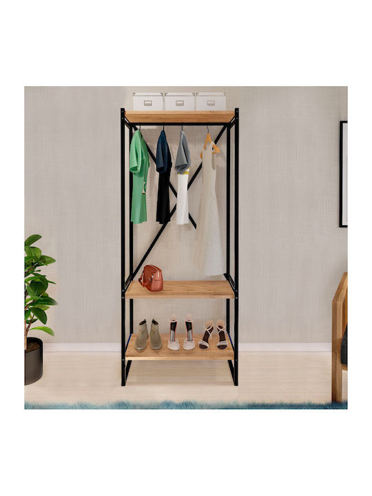 Zula Entry Furniture with Hanger & Shoe Rack Black / Pine Oak 66x30x160cm
