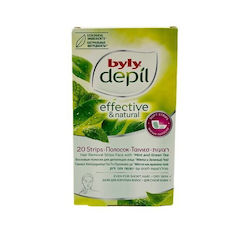 Byly Depil Effective & Natural Hair Removal Wax Strips Mint & Green Tea 20 Pieces