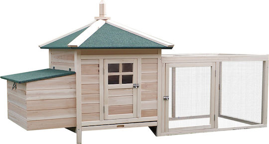 Pawhut Wooden Poultry Coop 2-Level L1.96 x W0.97 x H0.76m