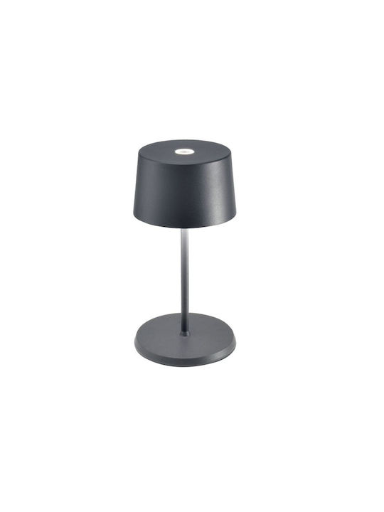 Zafferano Olivia Mini Plastic Table Lamp LED with Gray Shade and Base