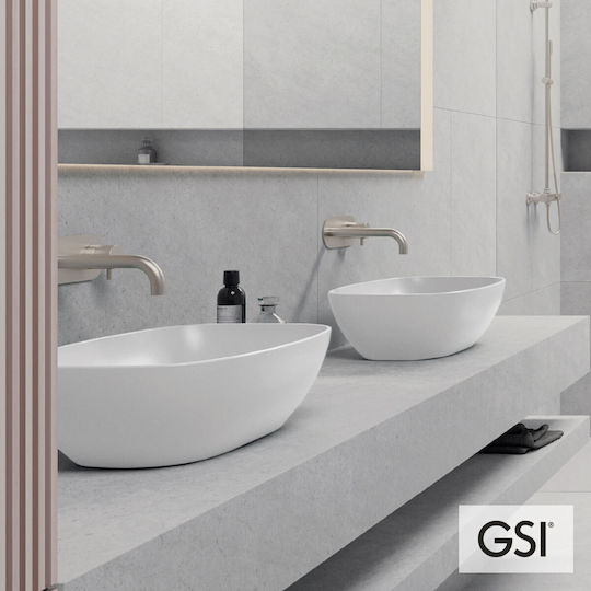 GSI Nubes Επικαθήμενος Νιπτήρας Πορσελάνης 60x38x16cm Λευκός