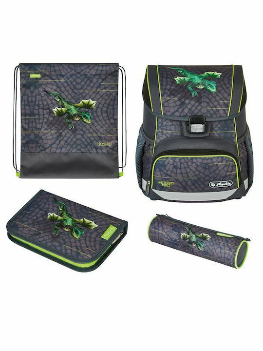 Herlitz Loop Dragon Tale Schulranzen Rucksack Grundschule, Grundschule in Grün Farbe