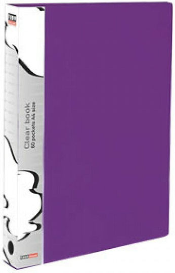 Typotrust Clipboard Flexible with 80 plastic sleeves Slides for Paper A4 Purple 1pcs