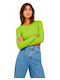Γυναικείο Crop Top Βαμβακερό Μακρυμάνικο Lime