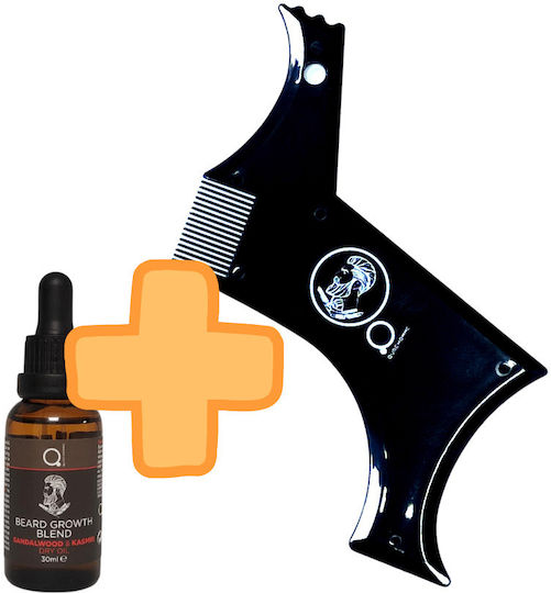 Qure Bread Growth Blend με Sandalwood & Kasmir Dry Oil 30ml Barber & Χτένα Σχηματισμού Γενειάδας 30ml