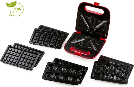 Domo DO9242W Sandwich Maker cu Plăci Detasabile pentru for 2 Sandwiches Sandvișuri 750W Roșie
