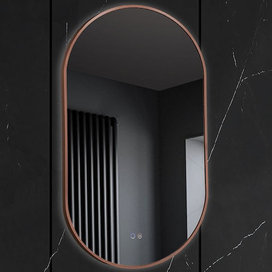 Imex Tokyo Oval Oglindă de Baie Lumini LED Atingere 50x90cm Pink Gold