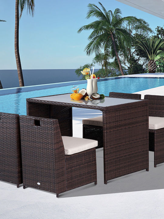 Set Sala De Mese Pentru Exterior 5 Piese Outsunny Cu Perne
