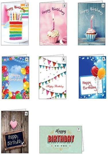 Grußkarten Geburtstag 10.5x7cm 12Stück (Μverschiedene Designs/Farben)