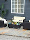 Outsunny Garten- und Outdoor-Möbelsets Wohnzimmer Typsatz 4 Stück Creme mit Kissen