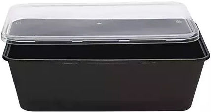Recipient de plastic de unică folosință cu Capac Detașabil și Capacitate 1200ml Negru 20buc