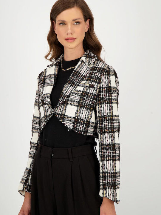 Axel Scurt Blazer pentru femei Tweed Sacou Negru