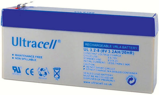 Ultracell UL 3.2-8 UPS Battery with Capacity 3.2Ah and Voltage 8V 1pcs