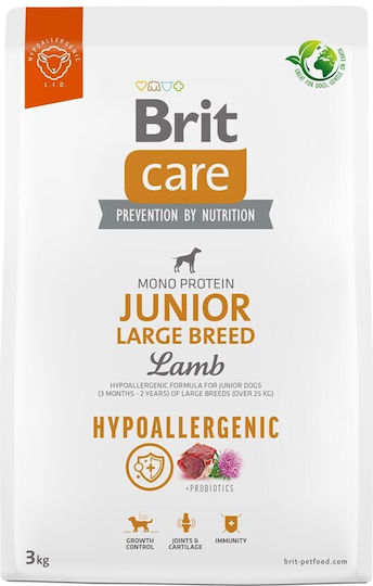 Brit Care Junior Large Breed Hypoallergenic 3kg Dry Food Gluten-Free for Large Breed Puppies with Lamb