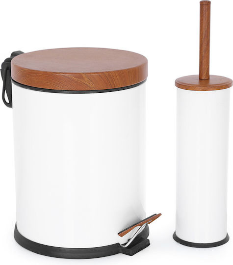 Vesta Metallic Toilet Brush and Basket Set 5lt White