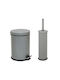 Vesta Metallic Toilet Brush and Basket Set 5lt Gray