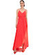 Desiree Summer Maxi Dress Wrap with Ruffle Orange