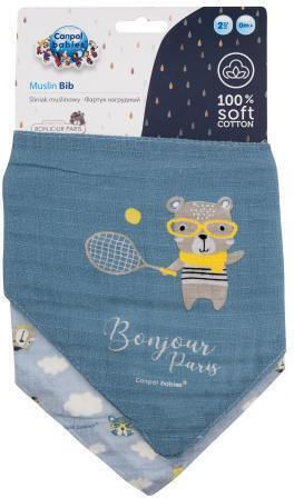 Canpol Babies Bonjour Paris Bib Fabric with Button Blue 2pcs