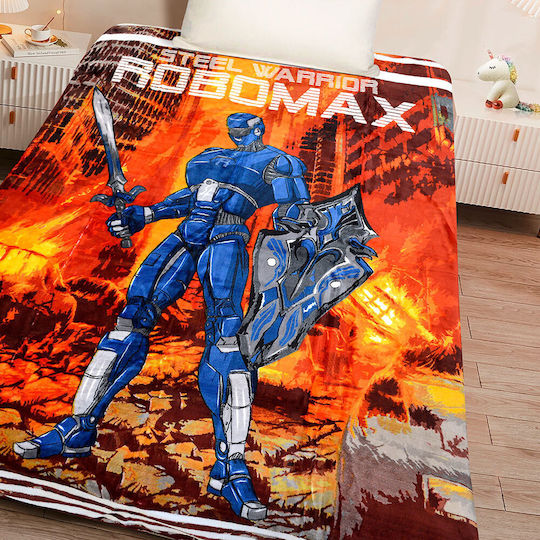 Lino Home Blanket Velvet Robot Max Red / Blue 160x220cm