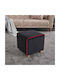 Stool For Living Room Upholstered with Velvet Mona Black 40x40x40cm