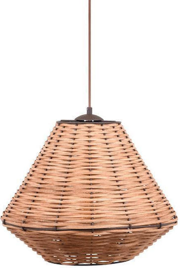 Fylliana Bamboo 1 Висящо Осветително Тяло Бежов Бохо с Цокъл E27 40x40см.