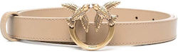 Pinko Love Berry H2 Women's Leather Belt Beige