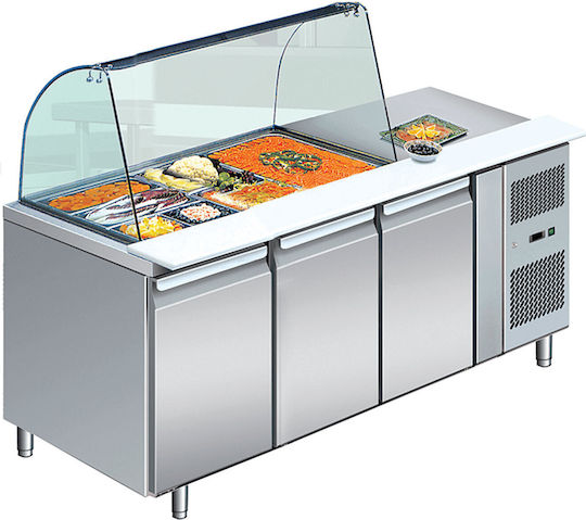 Karamco Edelstahl Kühltisch Salat 228Es mit Schublade und Kühlaggregat 2/+8°C L136xB70xH136.5cm GN2100SALGC-HC