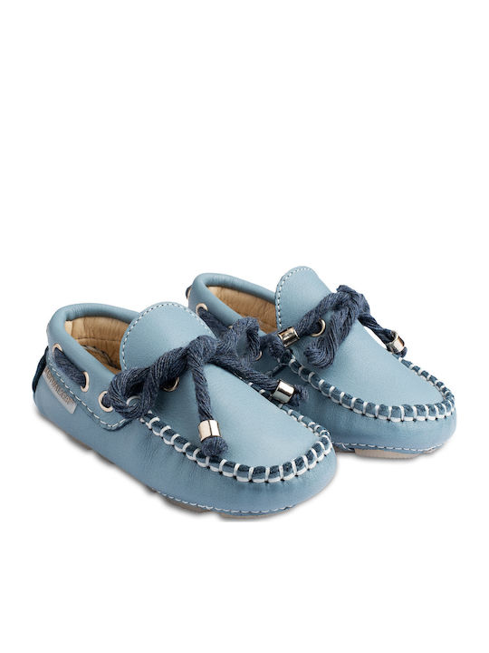 Babywalker Mocasini boteza din piele Albastru