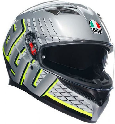 AGV K3 Full Face Helmet with Pinlock ECE 22.06 1500gr Fortify Grey / Black / Yellow Fluo 2118381001011