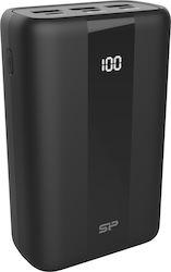 Silicon Power QX55 Power Bank 30000mAh 22.5W με 3 Θύρες USB-A και Θύρα USB-C Power Delivery / Quick Charge 3.0 Μαύρο