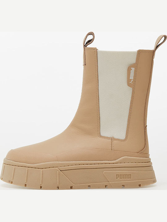 PUMA Mayze Stack Челси ботуши за жени Бежов