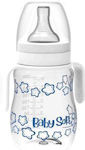 BabySoft Plastikflasche mit Silikonsauger für 6+ Monate White Blue Sterne 250ml 1Stück