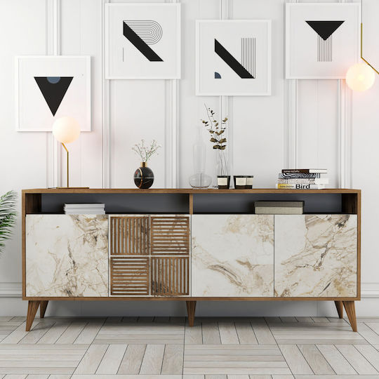 Μπουφές Milan Ξύλινος Καρυδί / Λευκό 180x35x78cm
