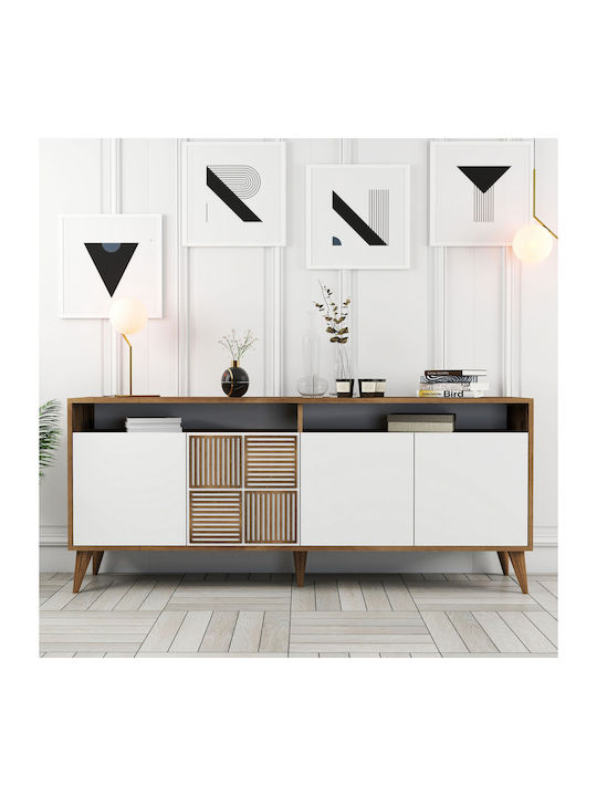 Wooden Sideboard Walnut White 180x35x78.6cm