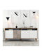 Wooden Sideboard Walnut White 180x35x78.6cm