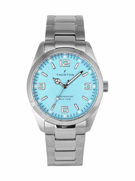 Thorton Ανδρικό Ρολόι 41mm Μπαταρίας με Ασημί Μ...