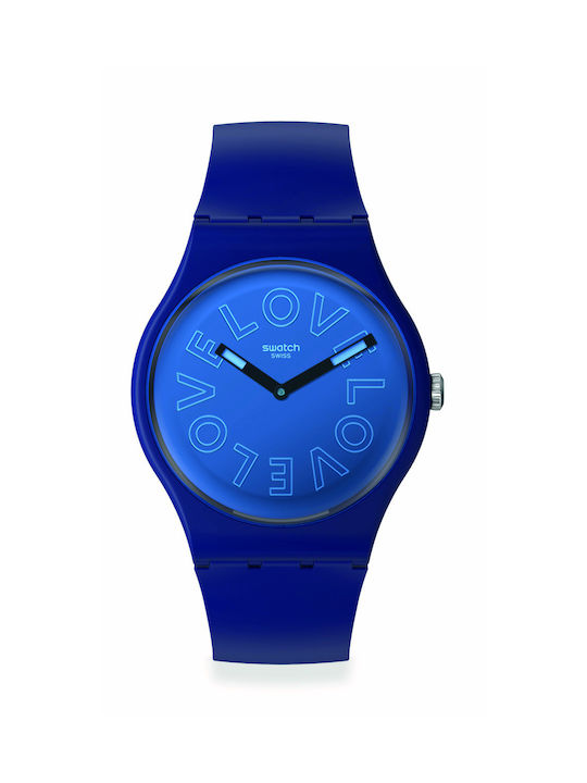 Swatch Love To Go Around Ρολόι Μπαταρίας με Καουτσούκ Λουράκι σε Μπλε χρώμα