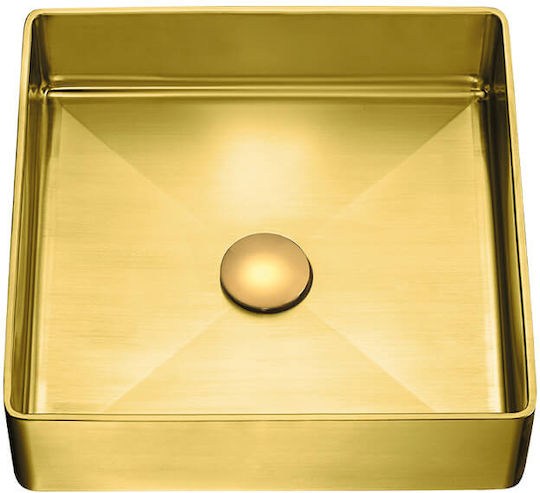 Laveo Pola Επικαθήμενος Νιπτήρας Αλουμινίου 36x36x10cm Gold