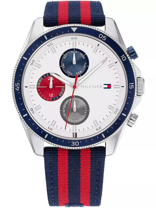 Tommy Hilfiger Parker Ceas Barbati 46mm Cronograf Baterie cu Material textil