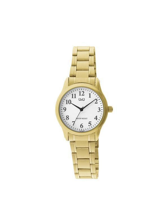 Q&Q Watch Battery with Gold Metal Bracelet