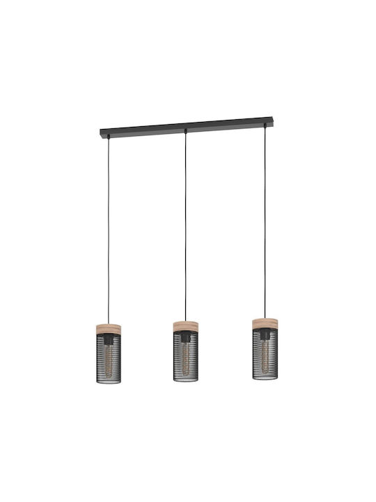 Eglo Kilnsdale Pendant Light Three-Light Rail for Socket E27 Black