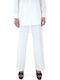 Wide Women's High-waisted Fabric Trousers Loose Fit White