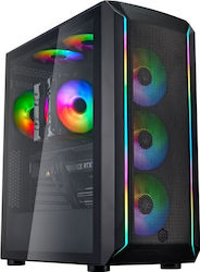 Silverstone Fara 511Z Гейминг Midi Tower Компютърна кутия със странично прозорче и RGB осветление Черно