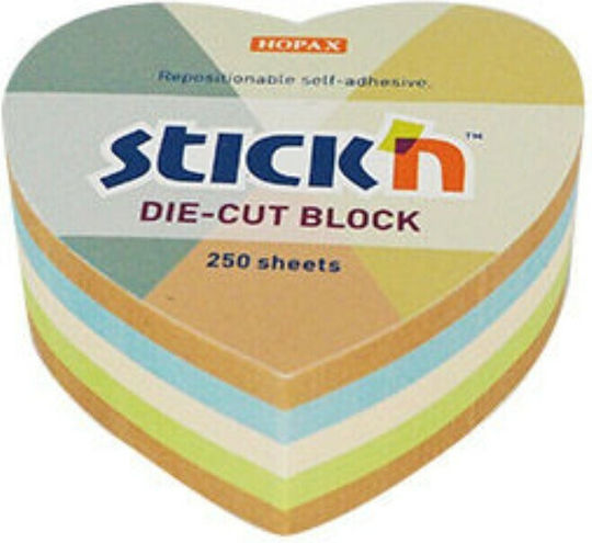 Stick'N Selbstklebende Notizblöcke in Würfelform 250 Blätter Heart 6.7x6.7Stück Recycled