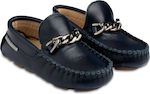 Babywalker Baptism Leather Moccasins Navy Blue